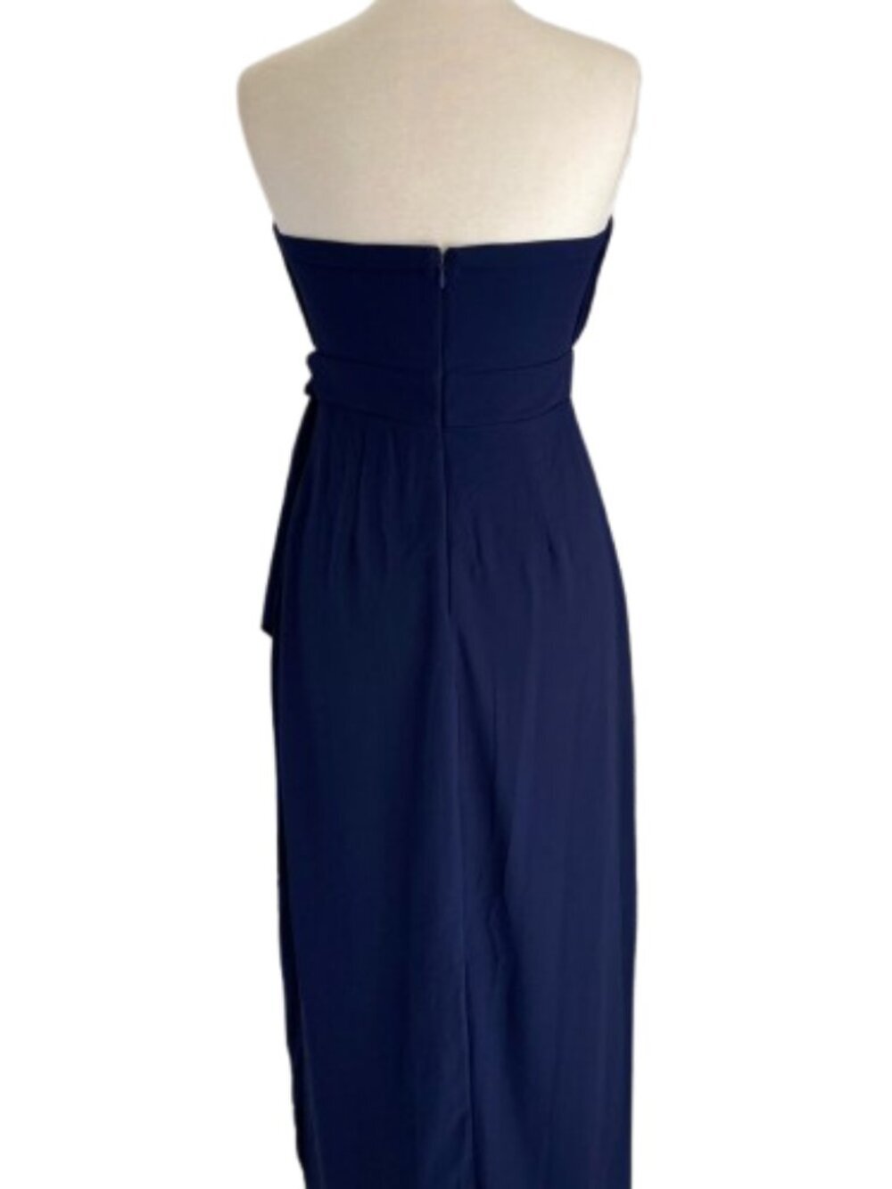 Lulus Easy Elegance Navy Strapless Gown Pleated Maxi Chiffon Formal Dress  XL - Picture 3 of 8